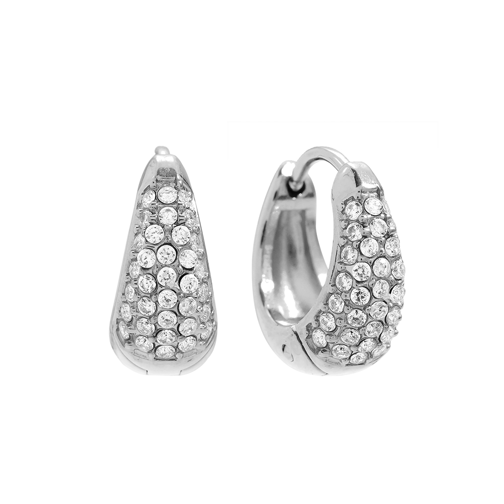 Edelstahl Ohrringe 8mm Diamond Drop Hoop