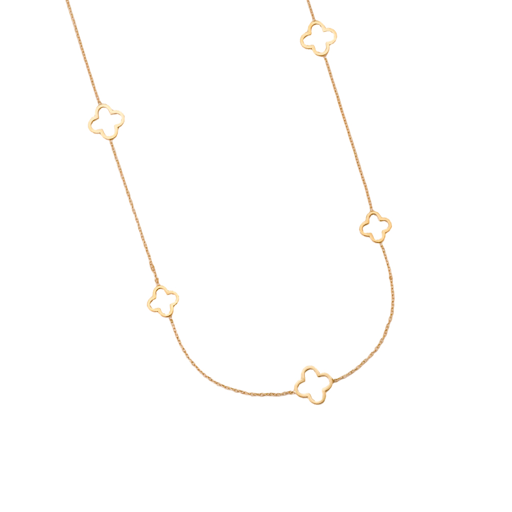Edelstahl Halskette 80cm einige schlichtes Kleeblatt  
