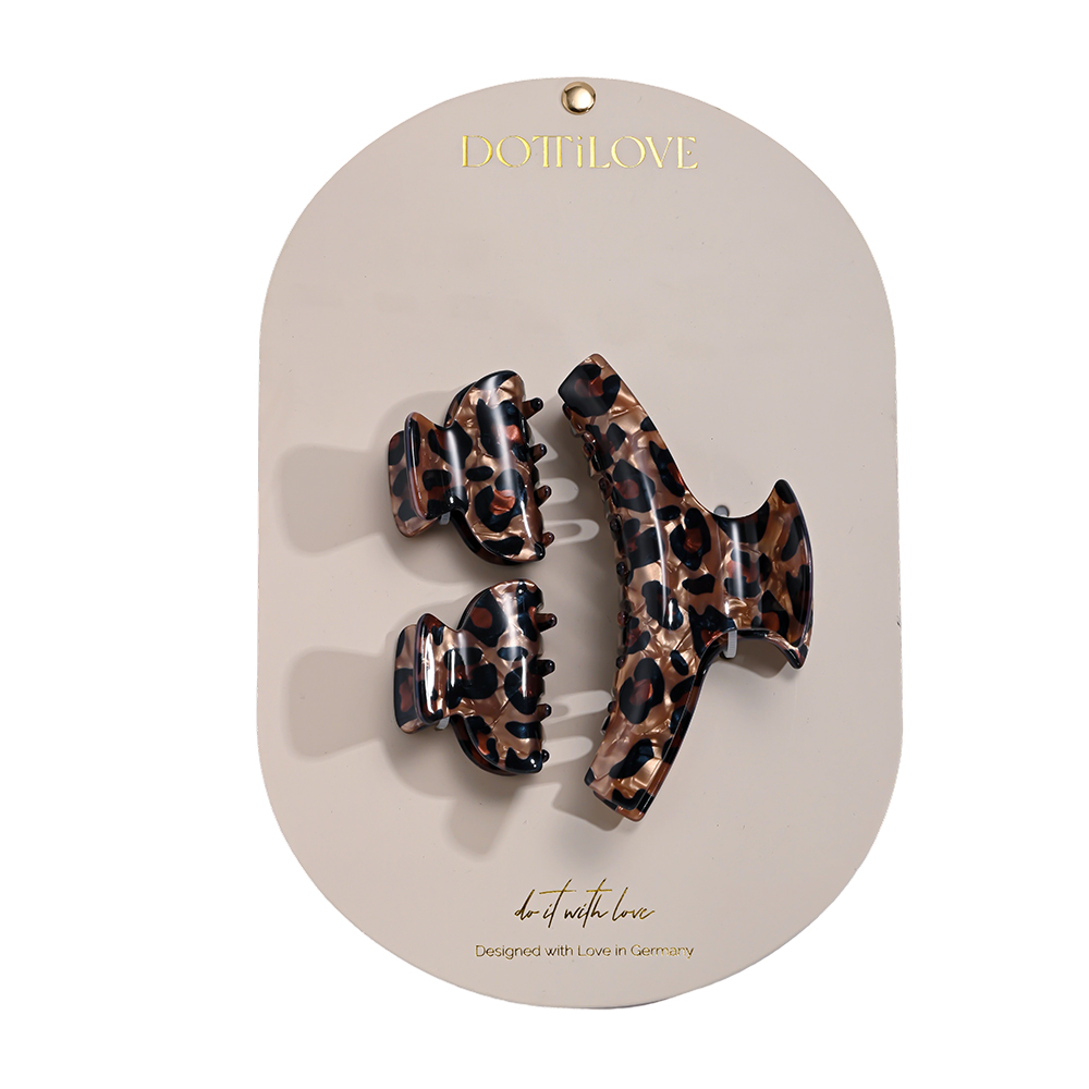 3Stk. Leopardenprint Haarklammer Set    
