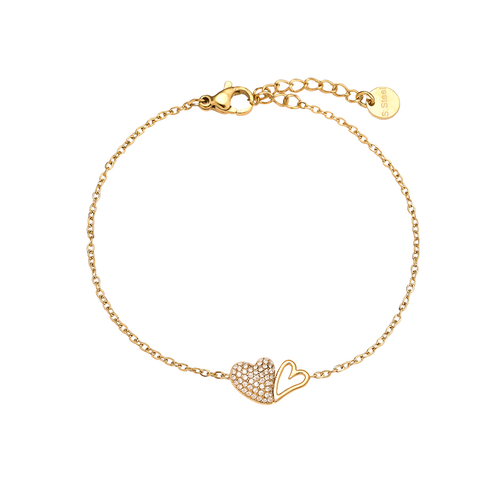 Edelstahl Armkette 17cm Two Cool Hearts