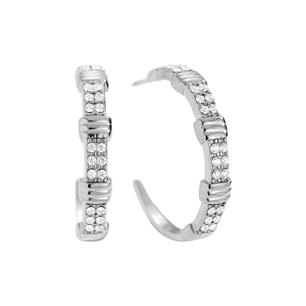 Edelstahl Ohrringe 2cm Little Brikes Diamond Half Hoop
