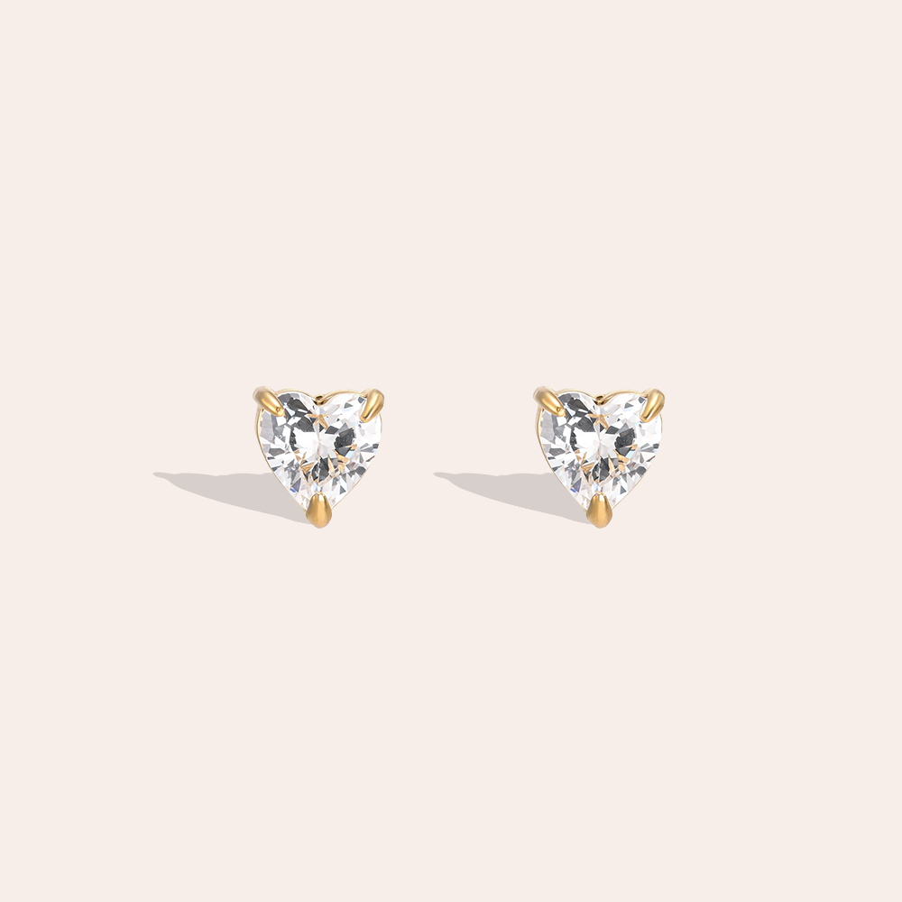 Edelstahl Ohrringe 5.8mm Zirkonia Herz
