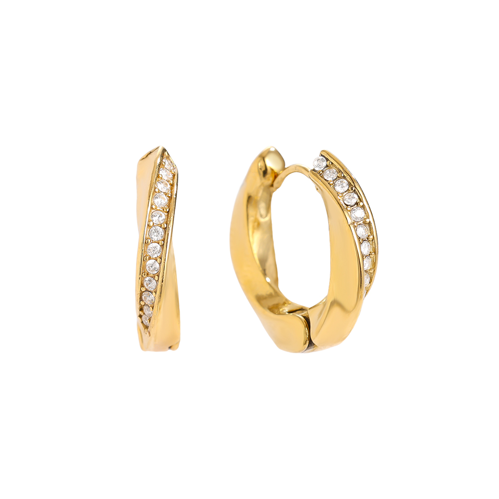 Edelstahl Ohrringe 1.7cm Diamond Twist Hoop
