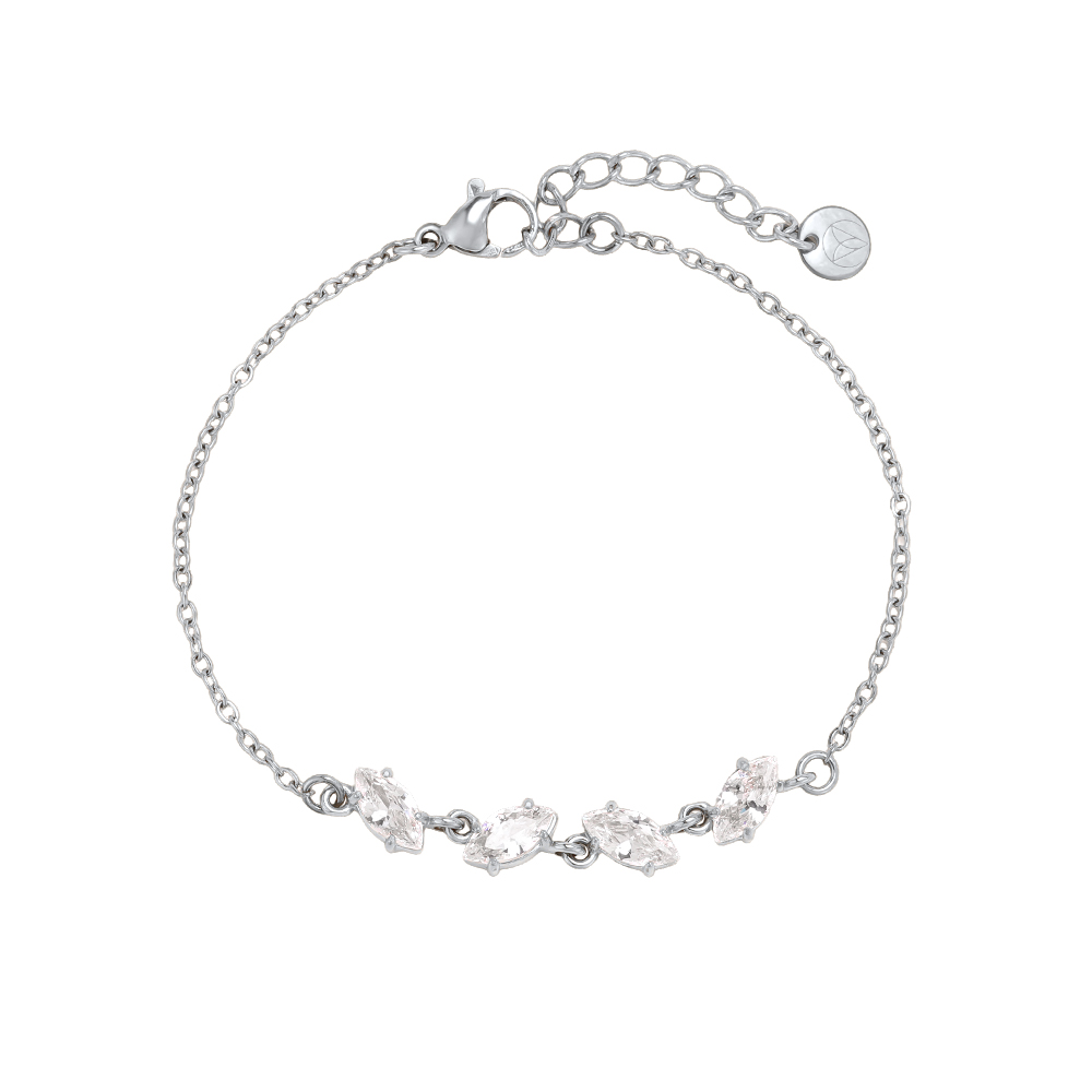 Edelstahl Armband 17cm vier Zirkonia
