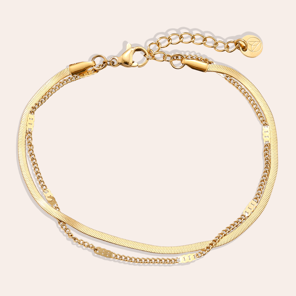 Edelstahl Armkette 16cm Two Layer Casual
