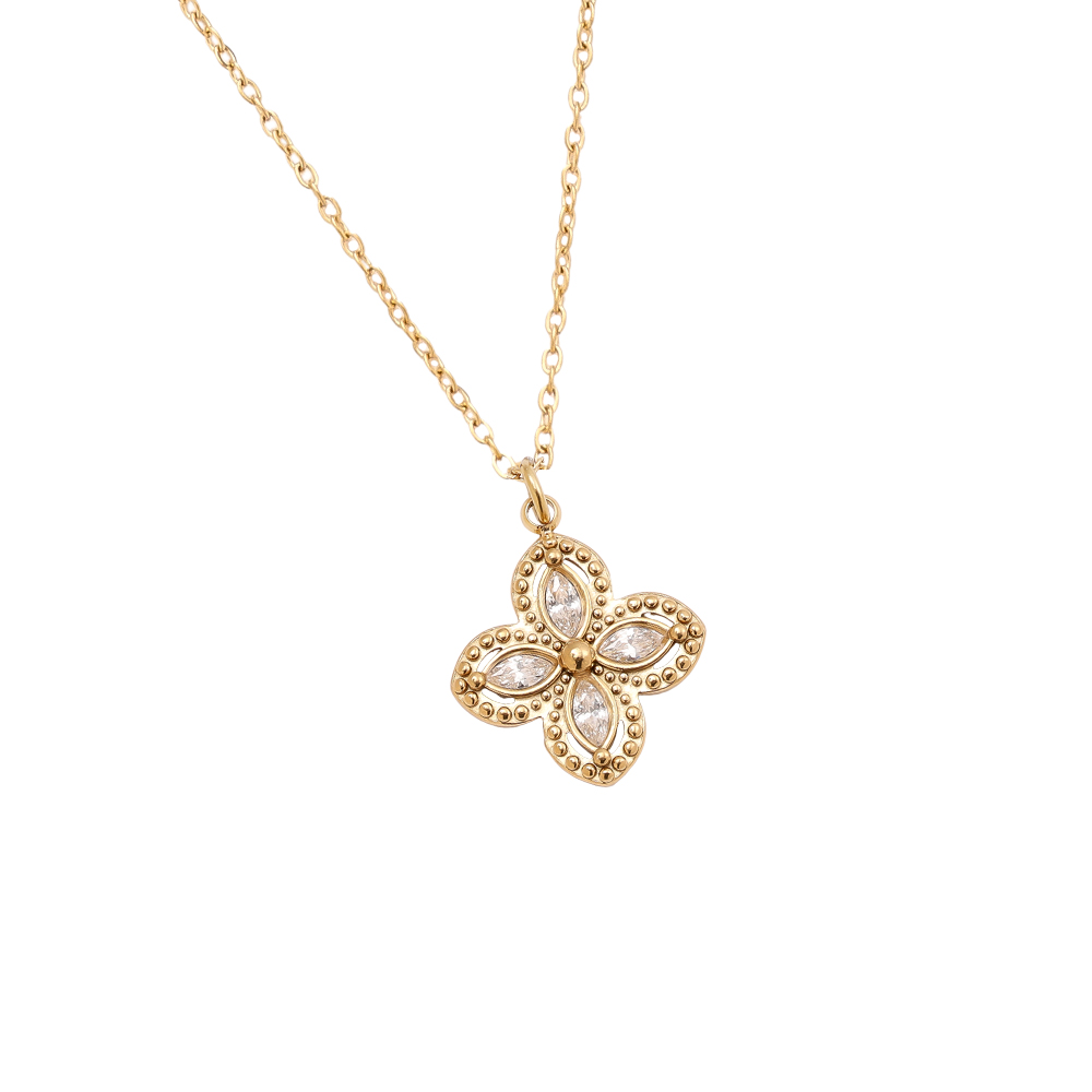 Edelstahl Halskette 40cm Fancy Diamond Flower
