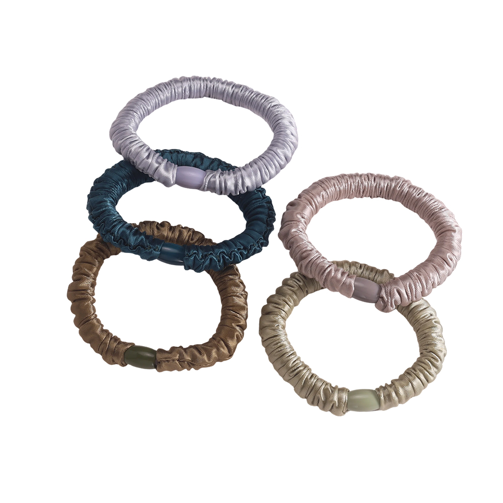 5 Stk. dunkle Farben Pastel Satin Scrunchie Set    