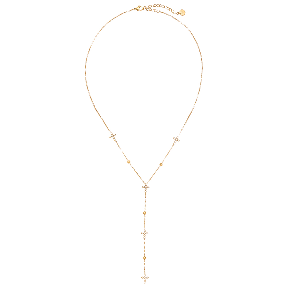 Edelstahl Halskette 39cm Diamond Mini Cross