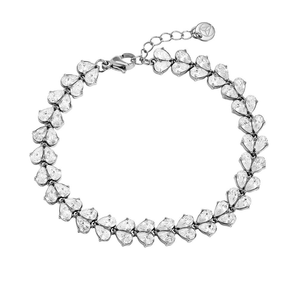Edelstahl Armkette 17cm Diamond Heart Pieces