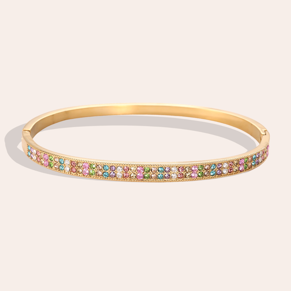 Edelstahl Armreif 6.5cm Feiner Zirkonia