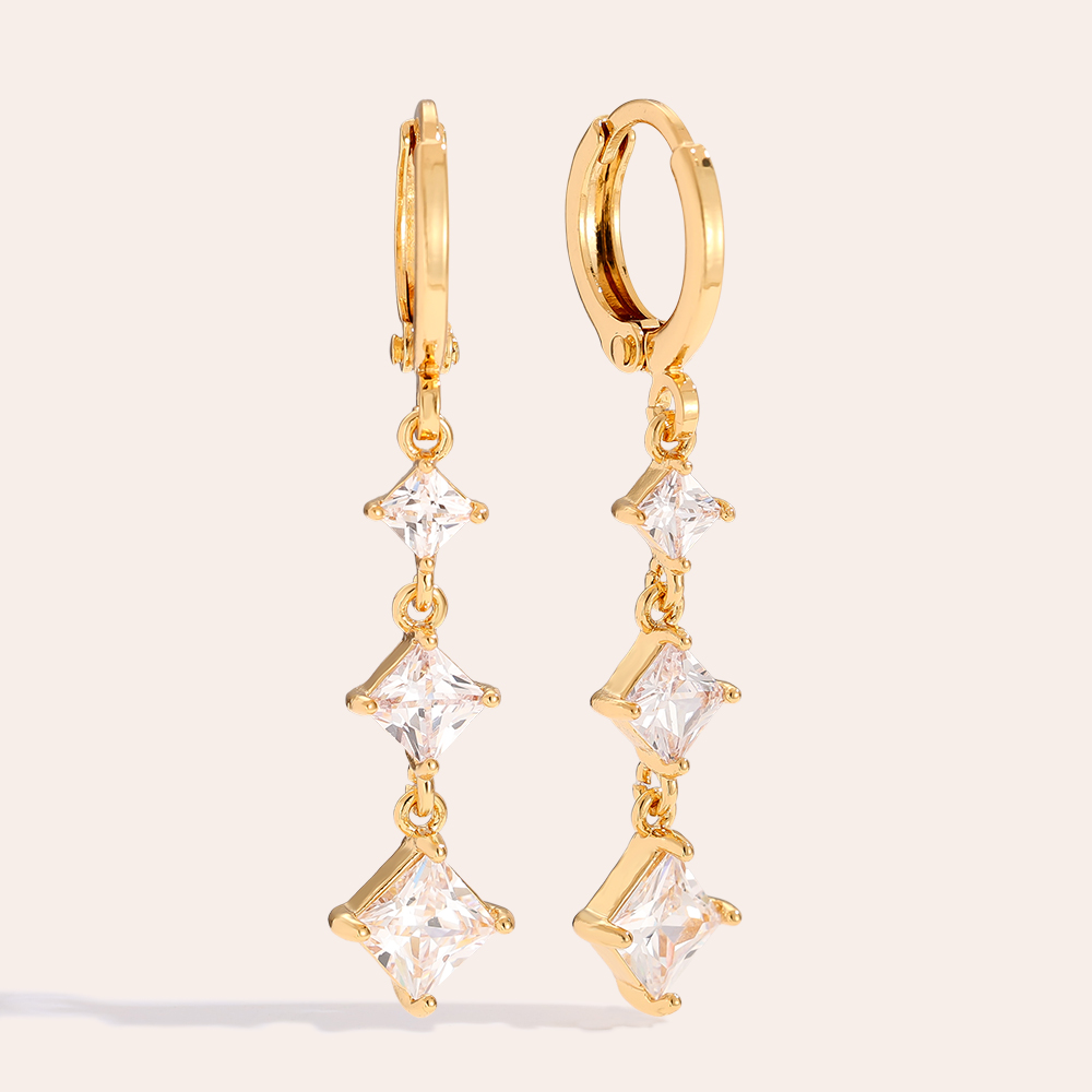 Vergoldete Ohrringe 3.9cm Diamond Cubes