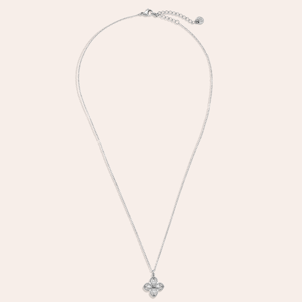 Edelstahl Halskette 40cm Fancy Diamond Flower