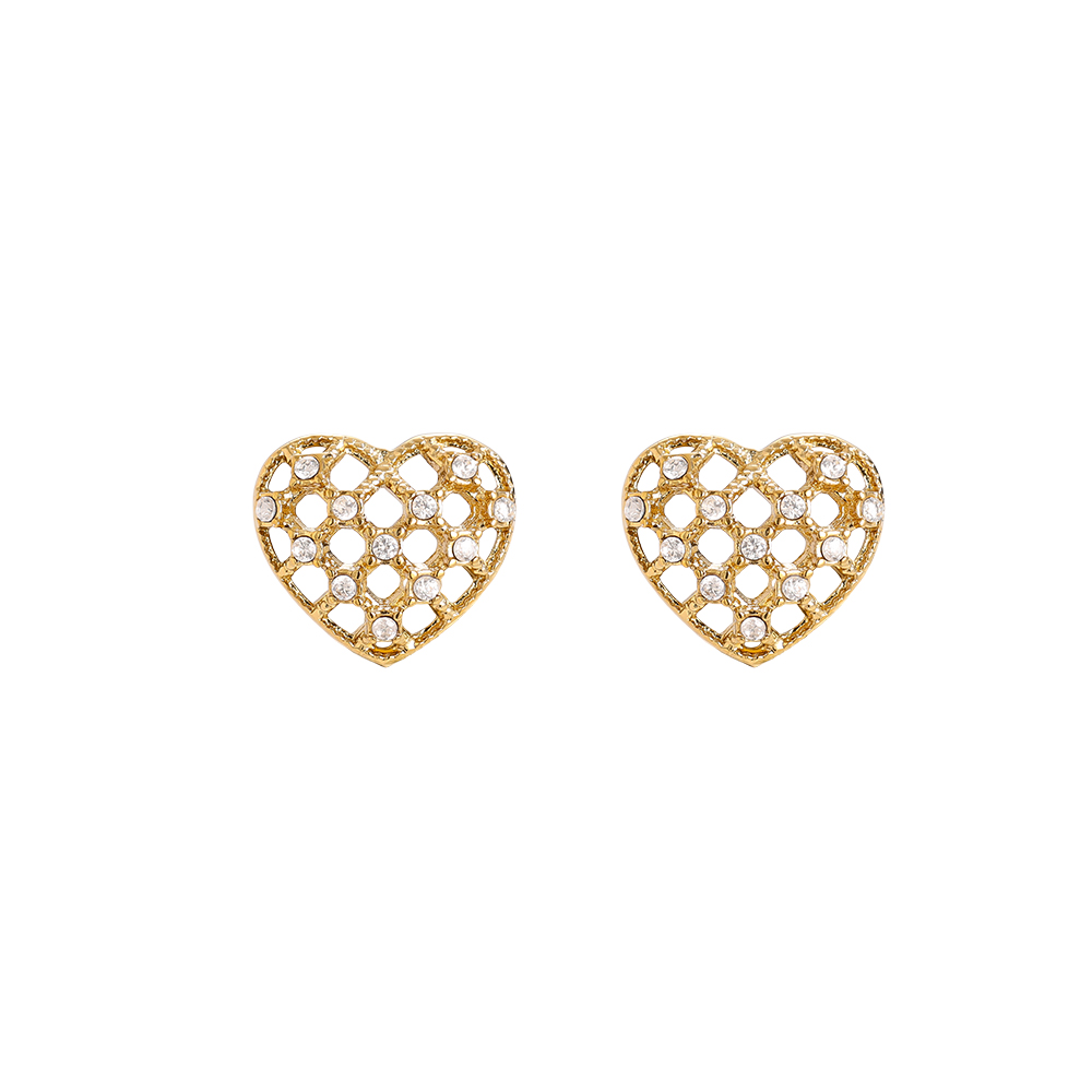 Edelstahl Ohrringe 1.2cm Elegant Diamond Heart