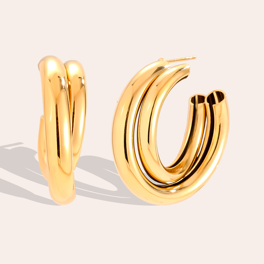 Edelstahl Ohrringe 28mm Two Hoop
