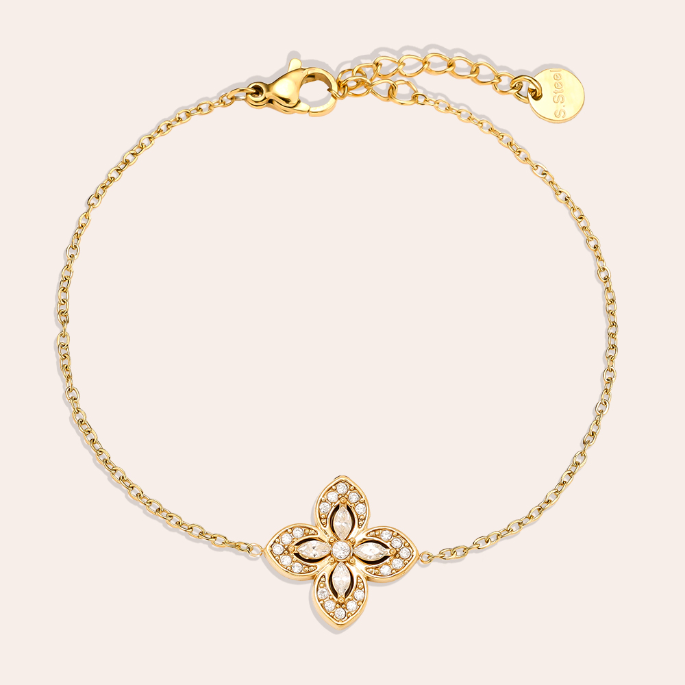 Edelstahl Armkette 16cm Fancy Diamond Flower
