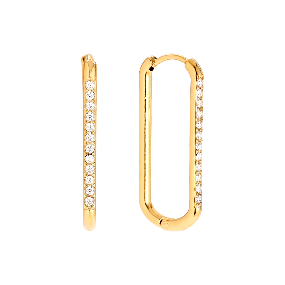 Edelstahl Ohrringe 2.5cm Simple Diamond Hoop