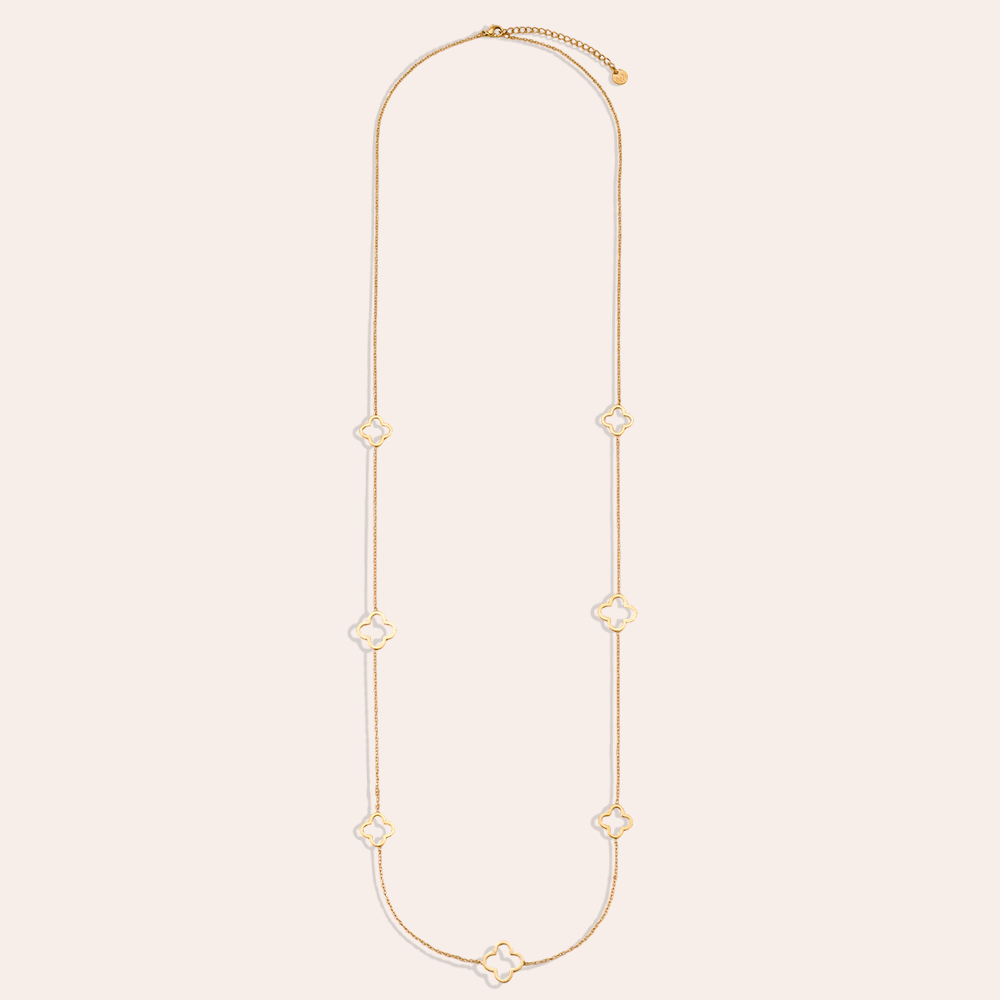 Edelstahl Halskette 80cm einige schlichtes Kleeblatt  