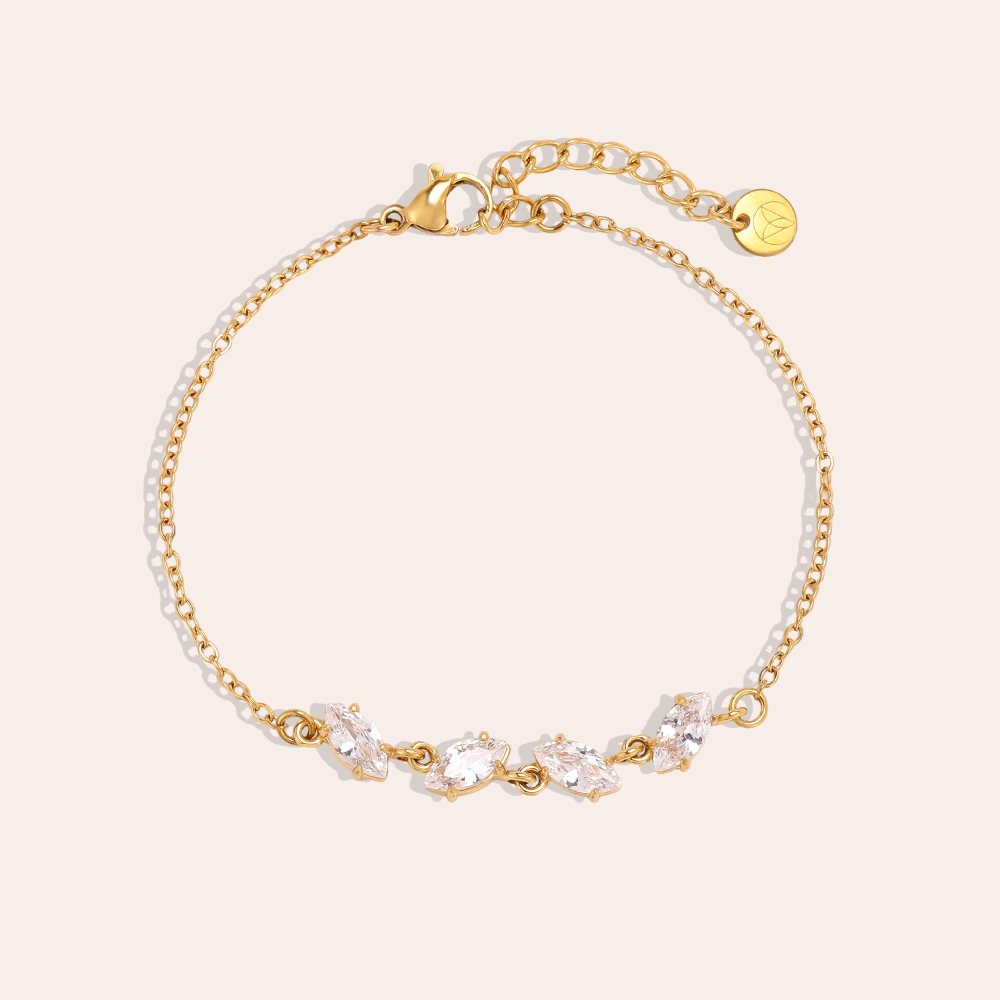 Edelstahl Armband 17cm vier Zirkonia