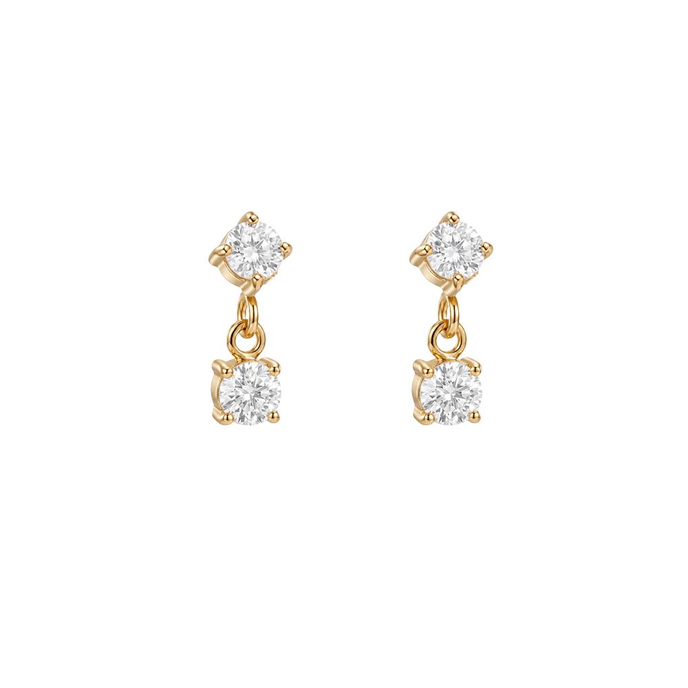 Edelstahl Ohrringe 10mm zwei kleine Zirkonia