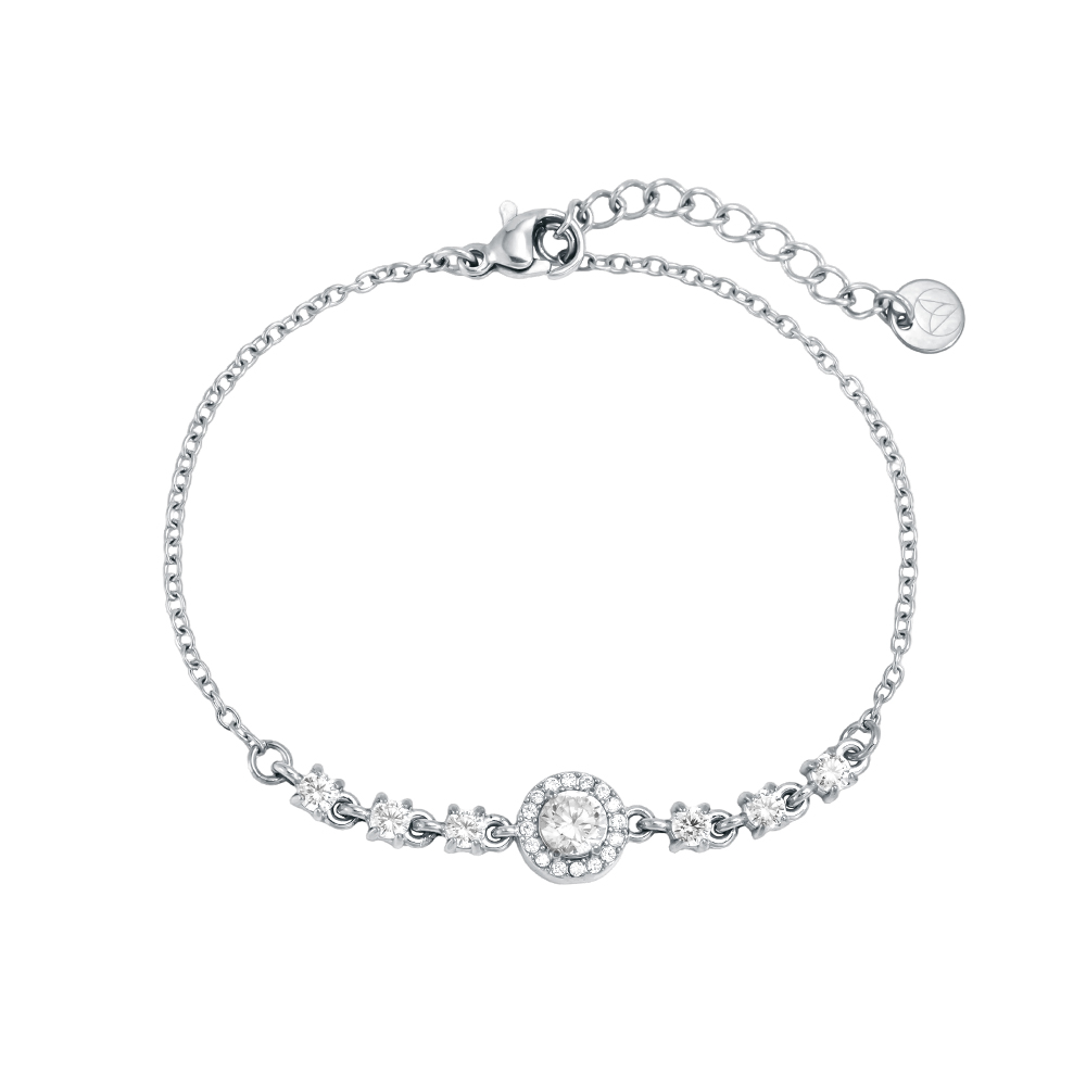 Edelstahl Armband 17cm funkelnde Zirkonia