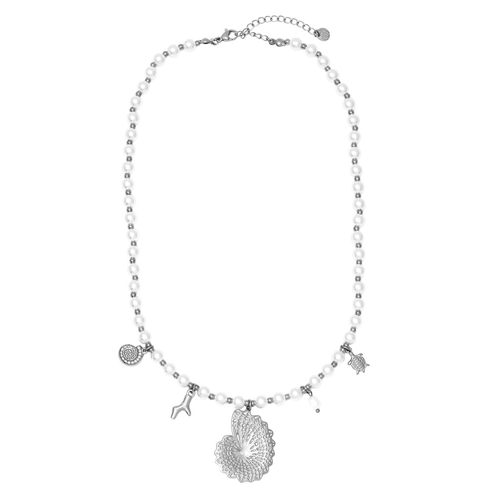 Edelstahl Halskette 42cm Ocean Love In Pearl Chain
