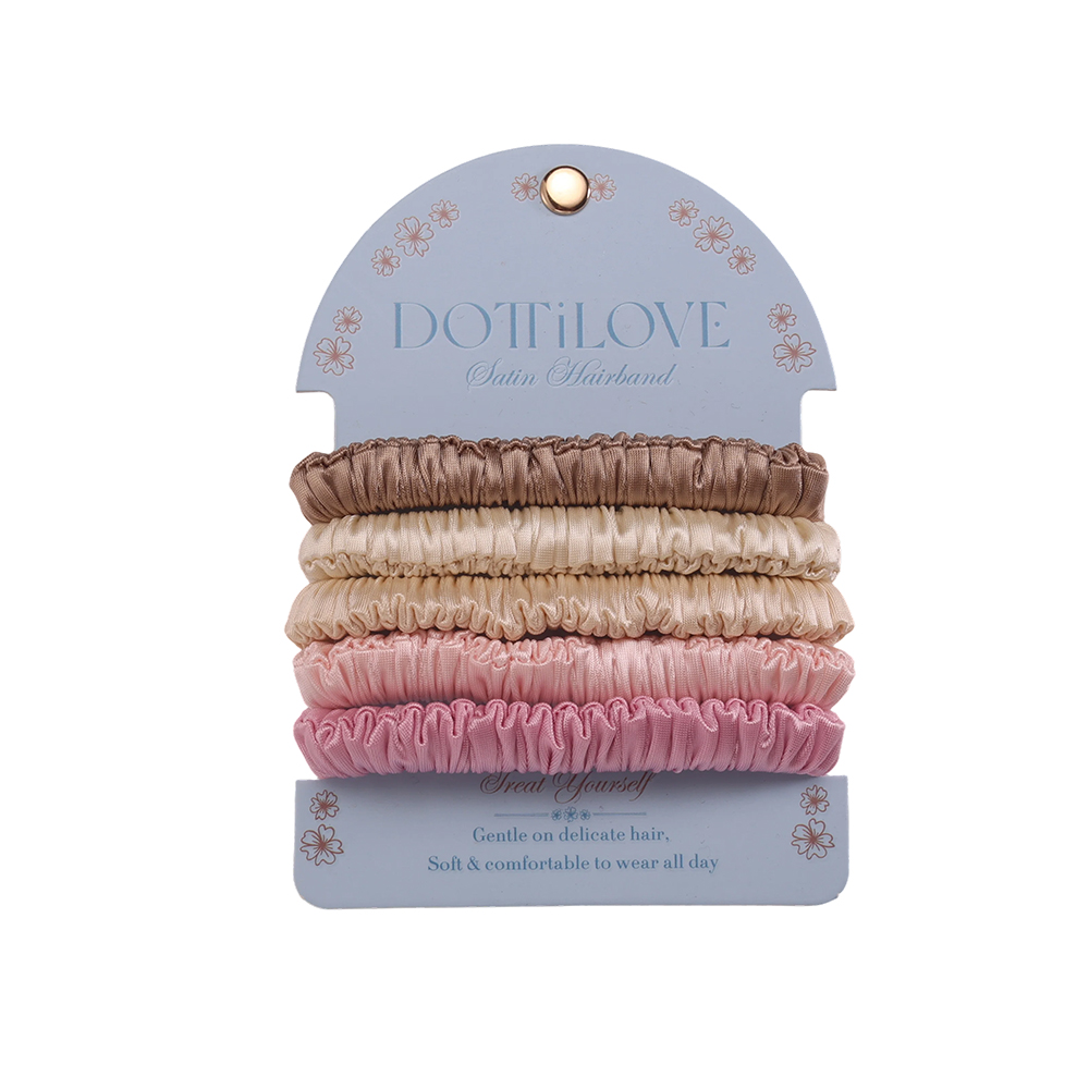 5 Stk. pastellige Farben Pastel fein Satin Scrunchie Set  