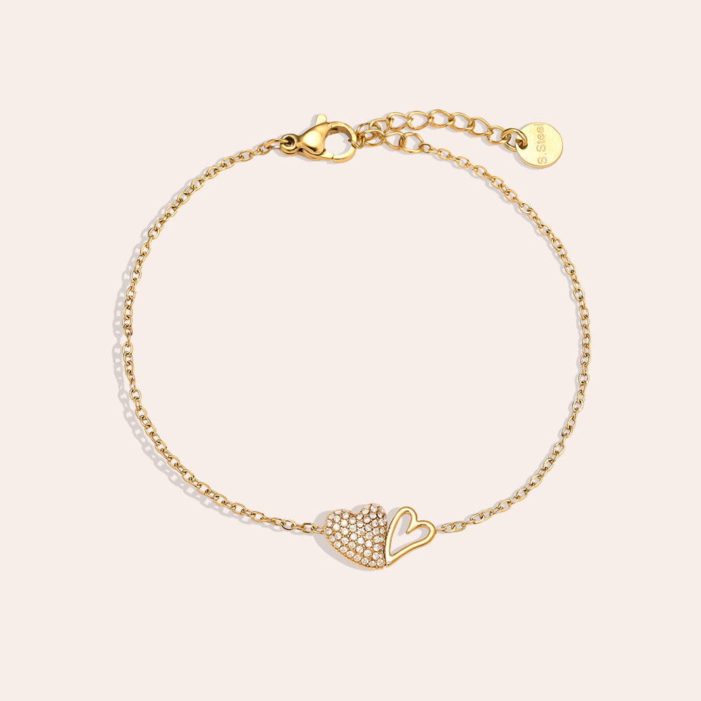 Edelstahl Armkette 17cm Two Cool Hearts