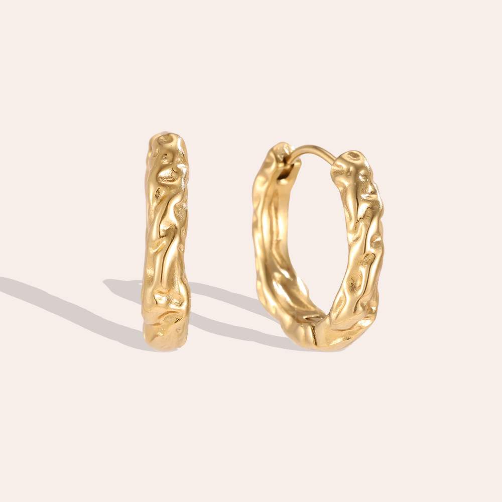 Edelstahl Ohrringe 20mm unregelmäßige goldene Creolen  