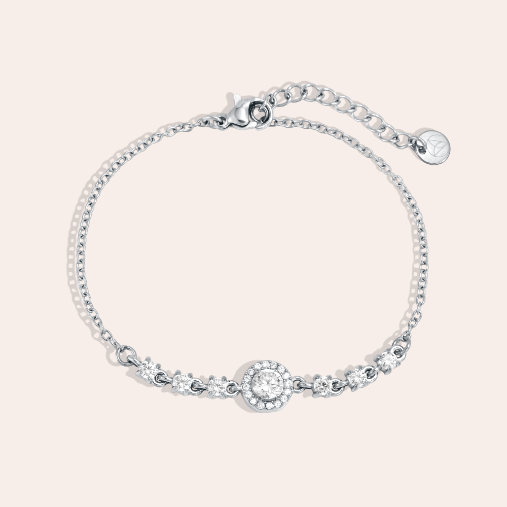 Edelstahl Armband 17cm funkelnde Zirkonia