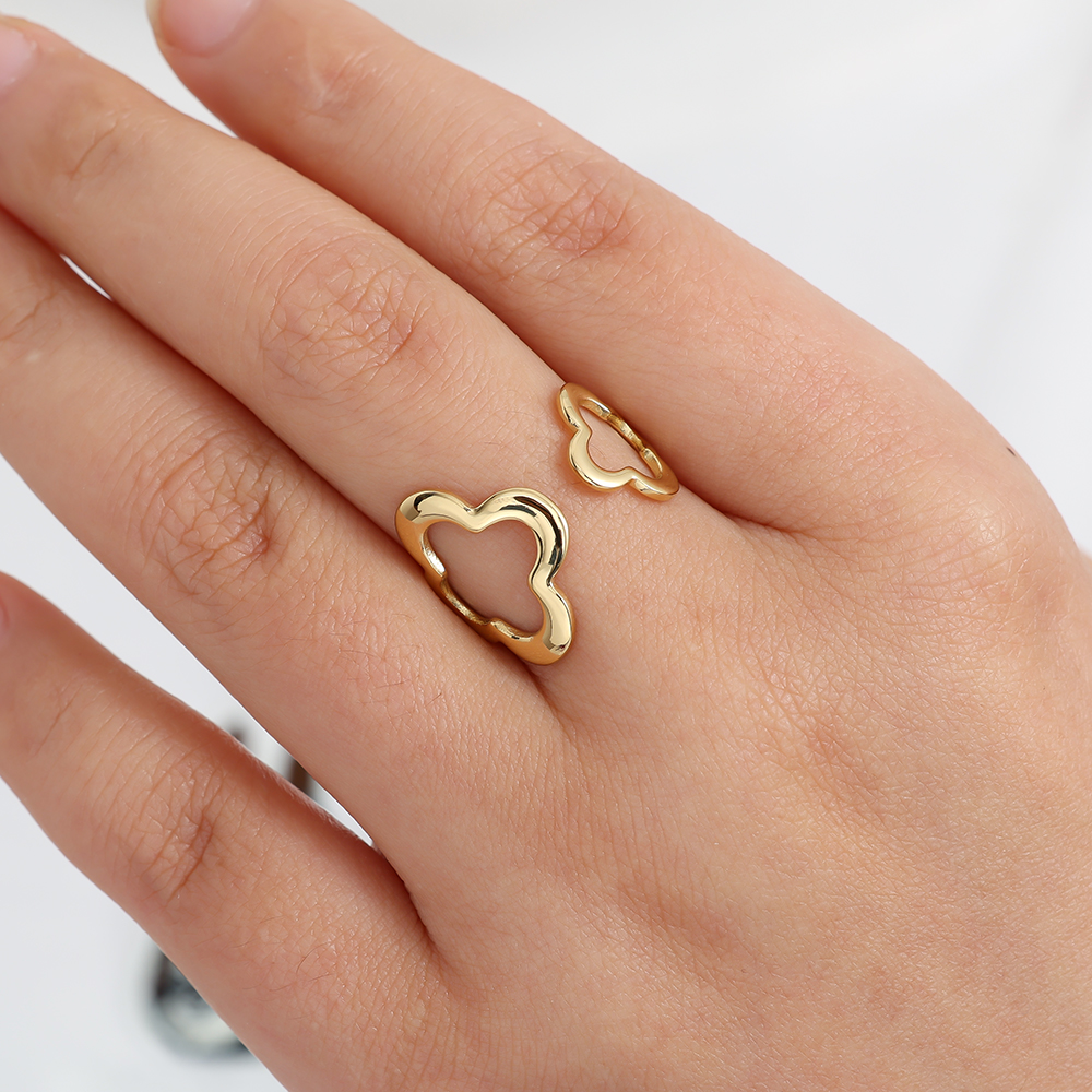 Edelstahl Ring Two Lucky Flower