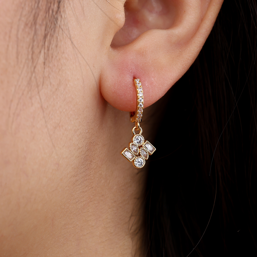 Vergoldete Ohrringe 2.5cm Combined Cubes Diamond
