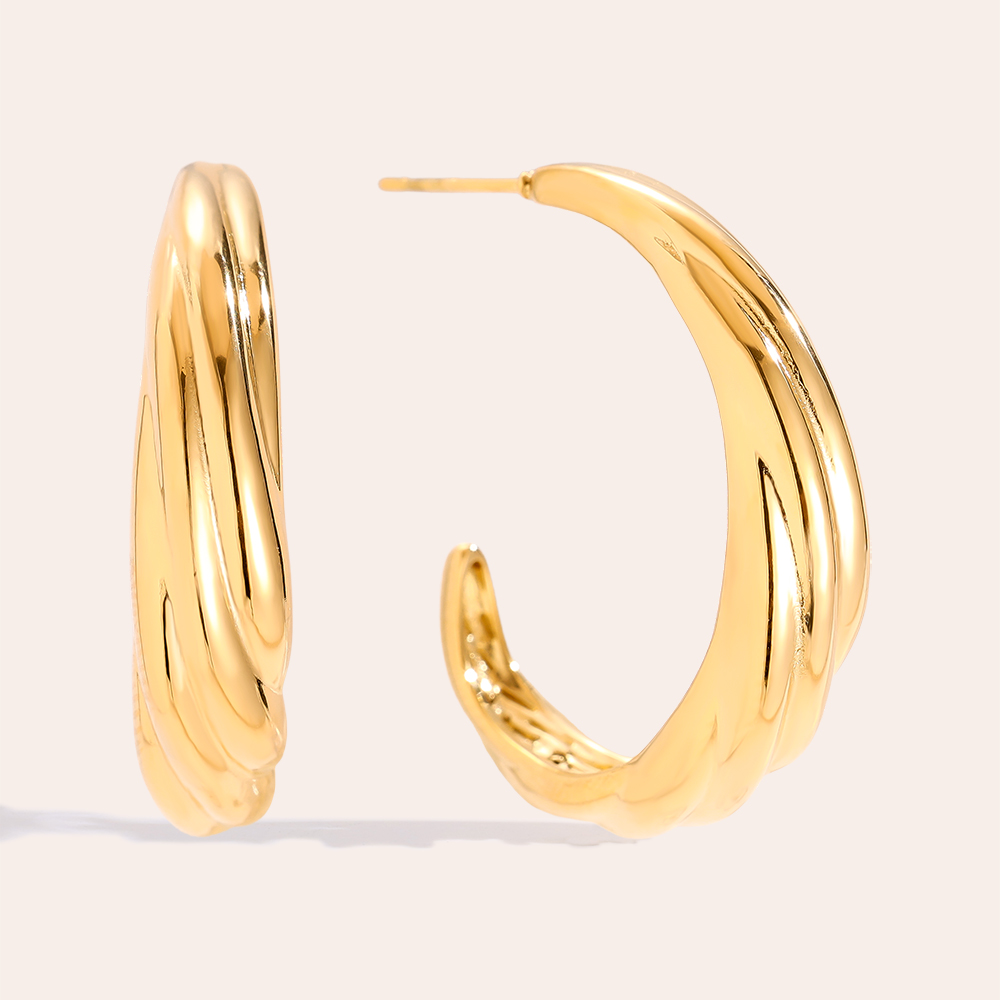 Edelstahl Ohrringe 30mm Elegance Flow