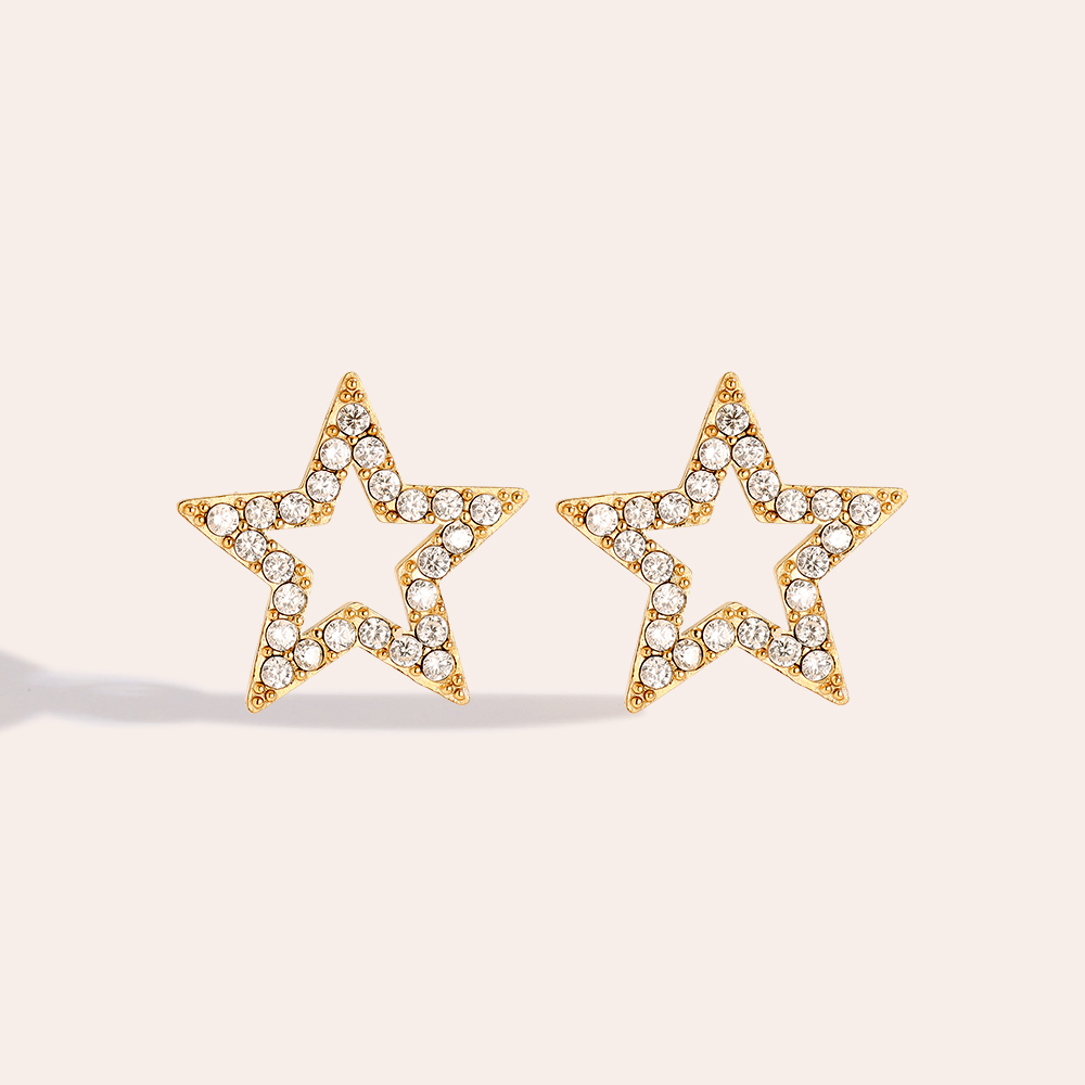 Edelstahl Ohrringe 1.1cm Three Diamond Star