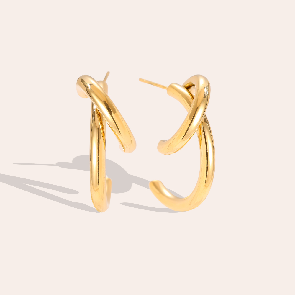 Edelstahl Ohrringe 3cm Free Line Half Hoop