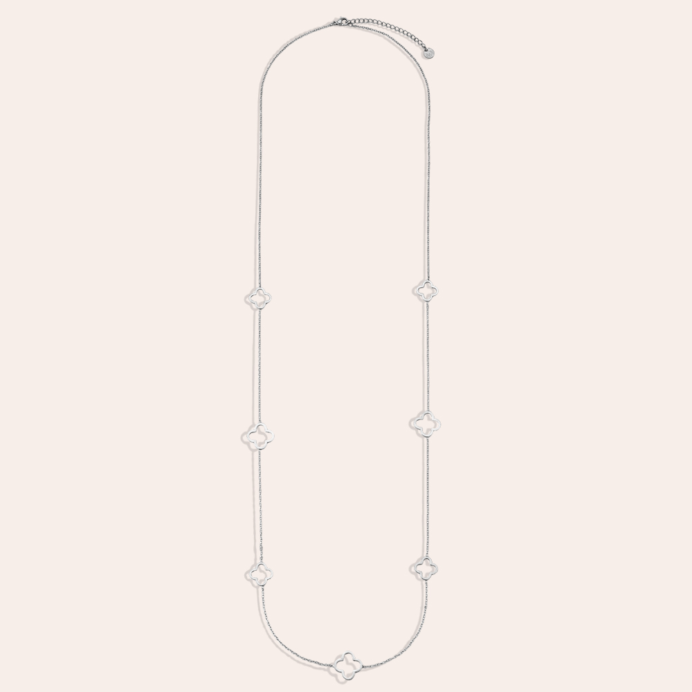 Edelstahl Halskette 80cm einige schlichtes Kleeblatt  