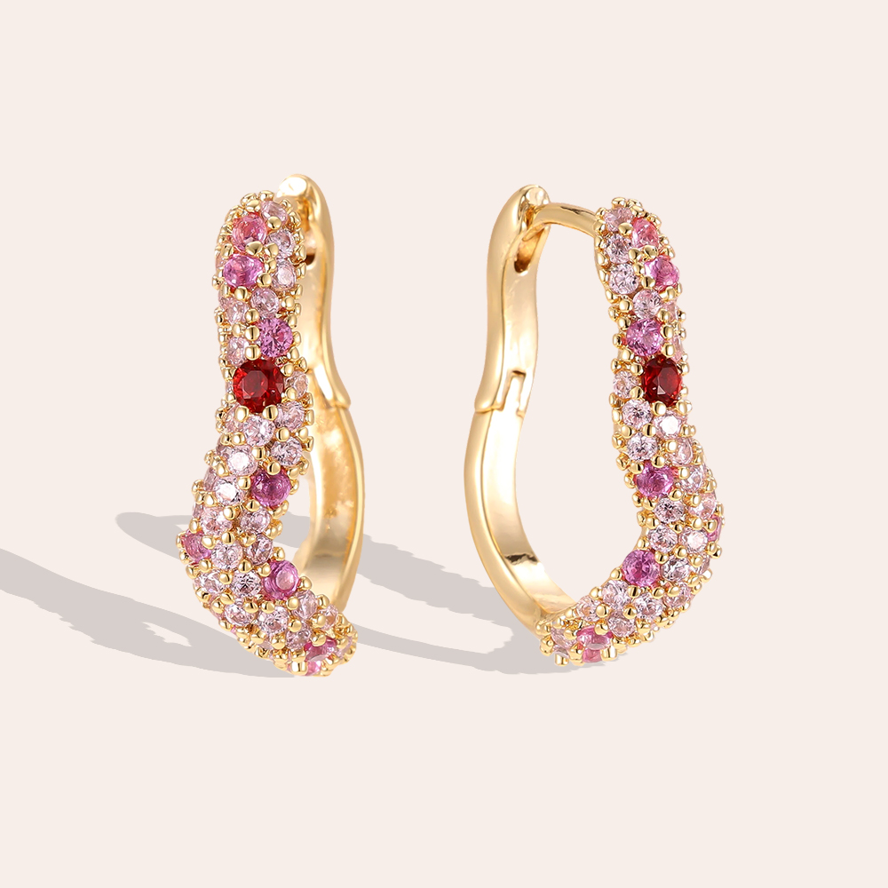 Vergoldete Ohrringe 20mm Zirkonia Soft Wave
