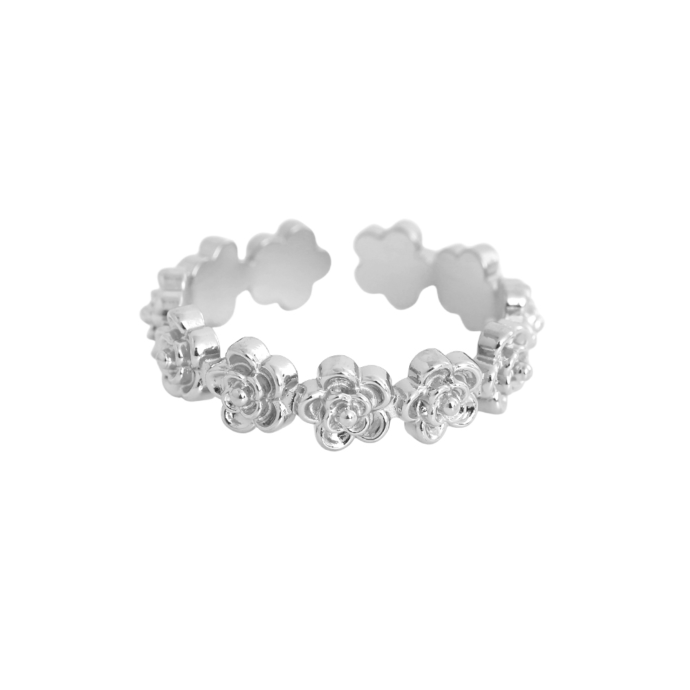 Edelstahl Ring Verstellbarer viele kleine Blumen