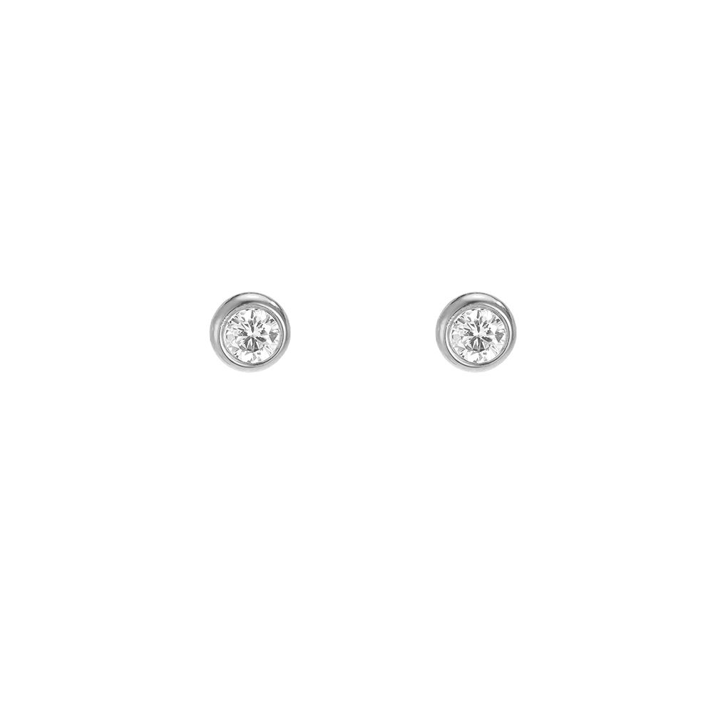 Edelstahl Ohrringe 4mm runder Zirkonia  