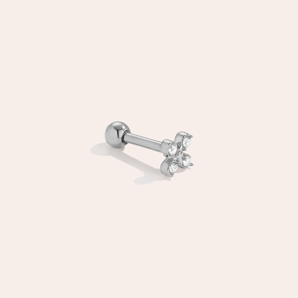Edelstahl Piercing 4mm Mini Cross Diamond