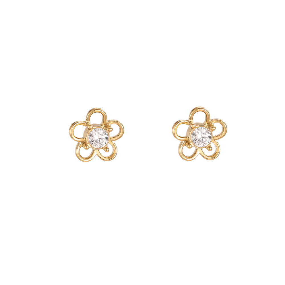 Edelstahl Ohrringe 7mm einfache kleine Zirkonia Blume