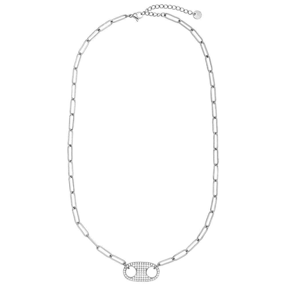 Edelstahl Halskette 44cm Diamond Pig Nose With Charms