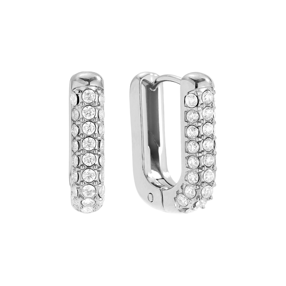 Edelstahl Ohrringe 13*17mm Diamond Oval Hoop