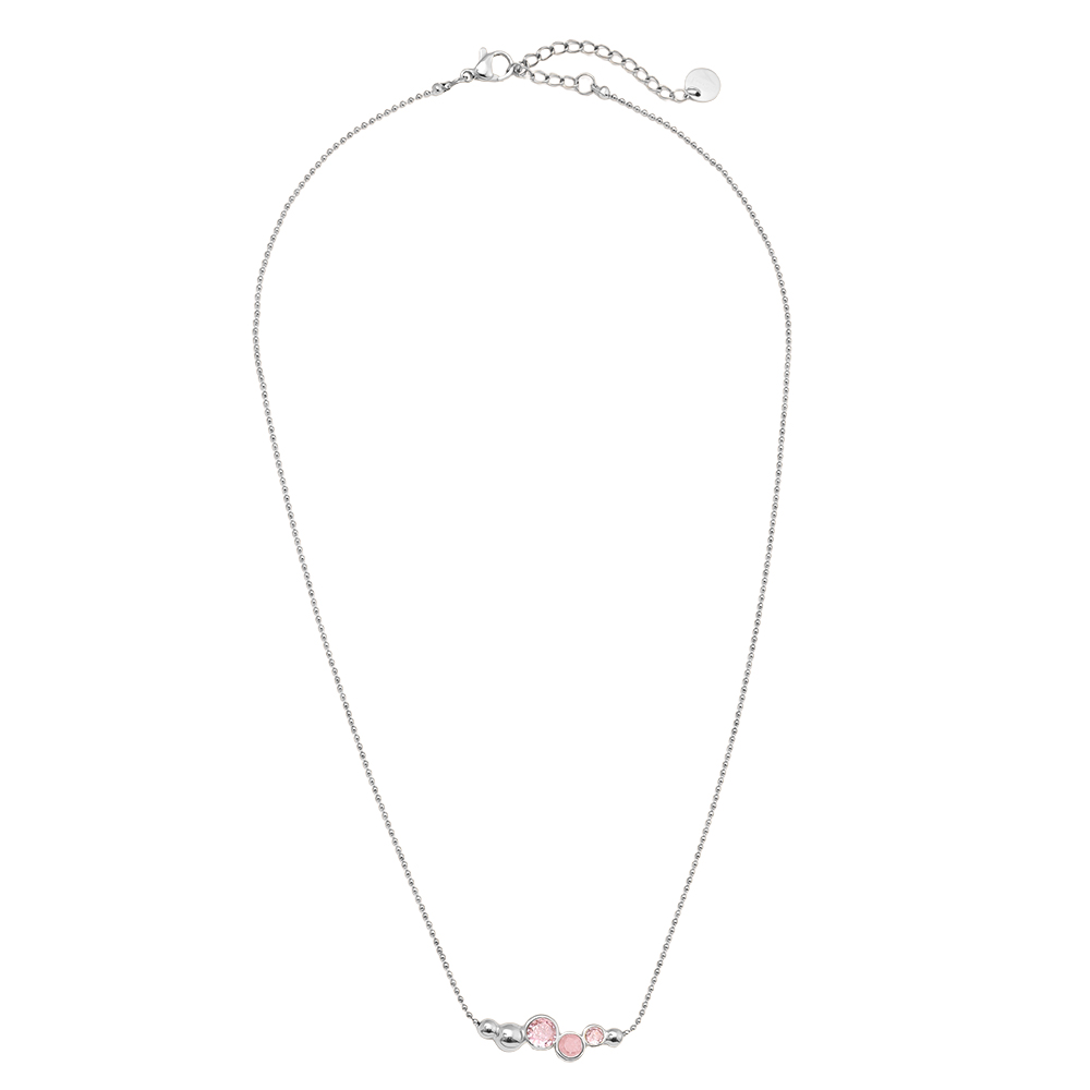Edelstahl Halskette 40cm Pink Round Diamond
