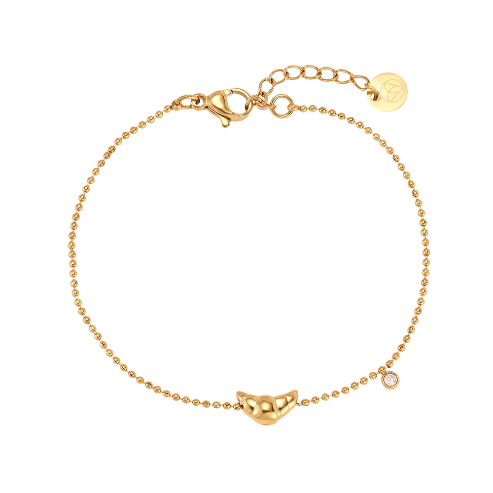 Edelstahl Armband 17cm Mini Crossant Zirkonia