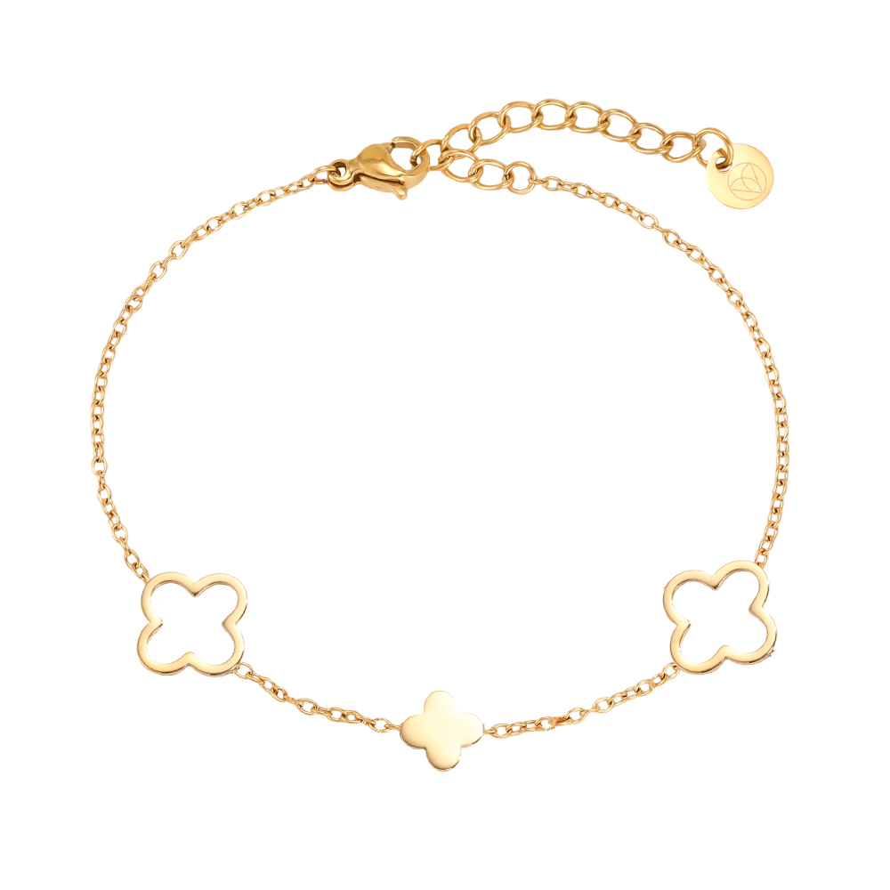 Edelstahl Armband 17cm drei schlichtes Kleeblatt  