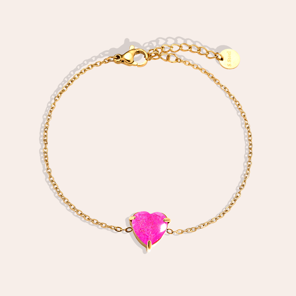 Edelstahl Armband 16cm Multi Color Diamond Heart