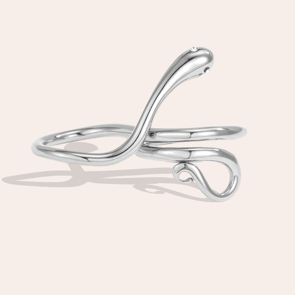 Edelstahl Ring Verstellbar Schlangendesign