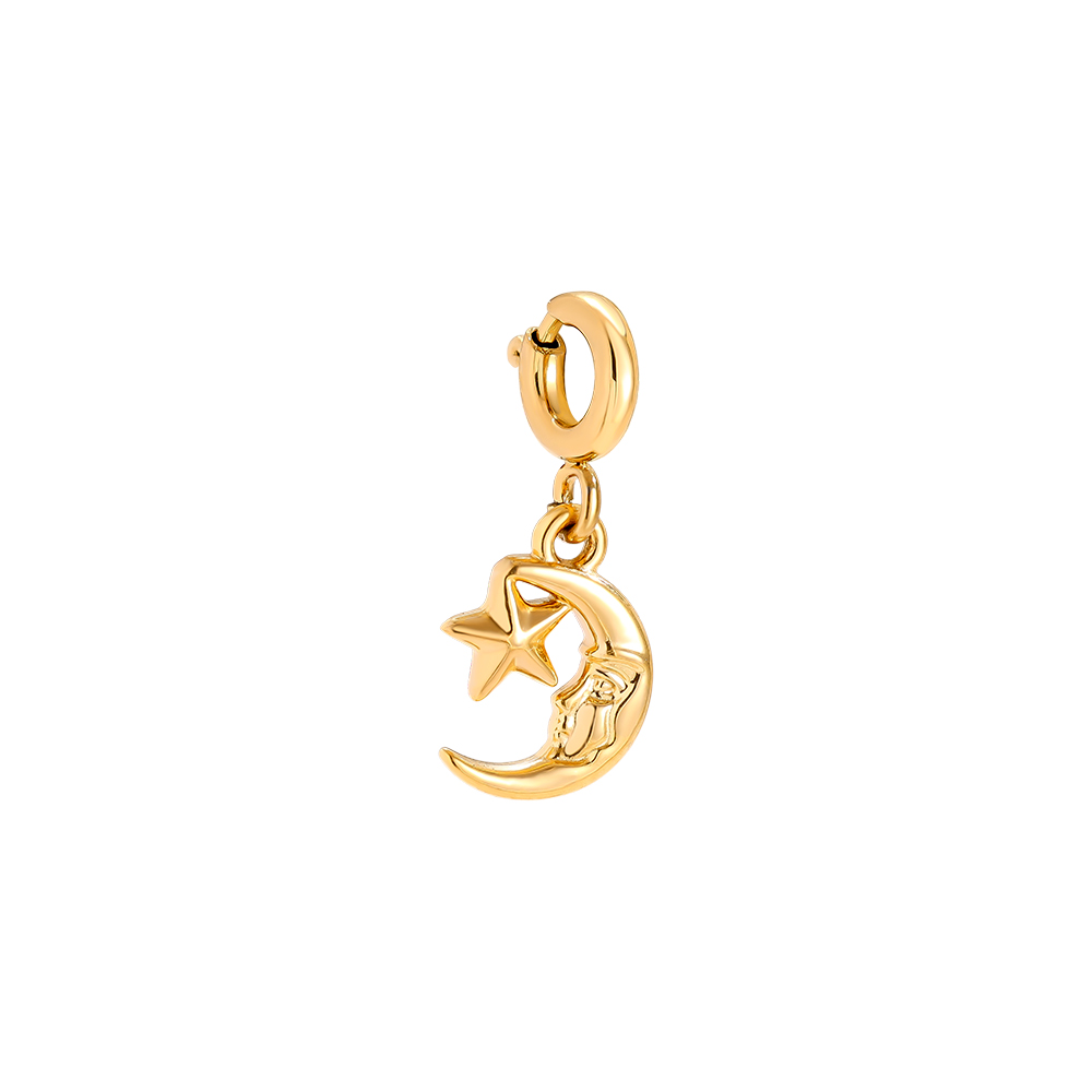 Edelstahl Pendant 1.1cm Spring Clasp Moon And Star