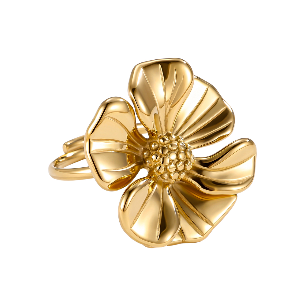 Edelstahl Ring Verstellbarer schöne Blumen
