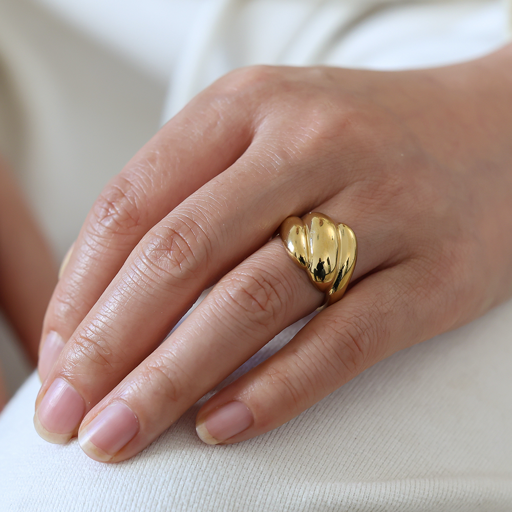 Edelstahl Ring Verstellbarer drei kräftige Linien